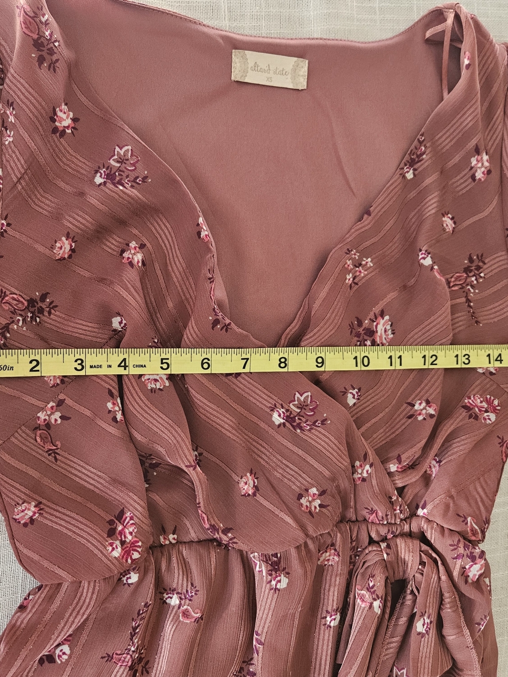 Altar'd State Mauve Floral Wrap Mini Dress Long Sleeve Cottagecore Size XS Lott - Picture 12 of 16